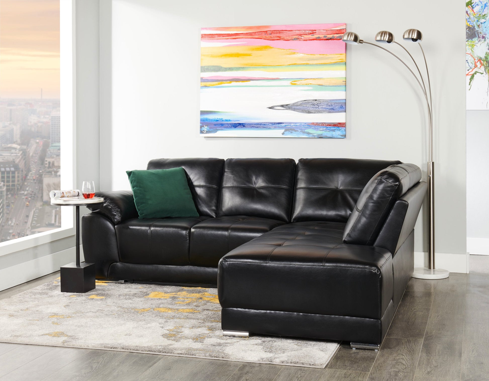 72" Brushed Steel 3-Light Arc Floor Lamp|Lampe à pied arquée de 72 po acier brossé à 3 ampoules