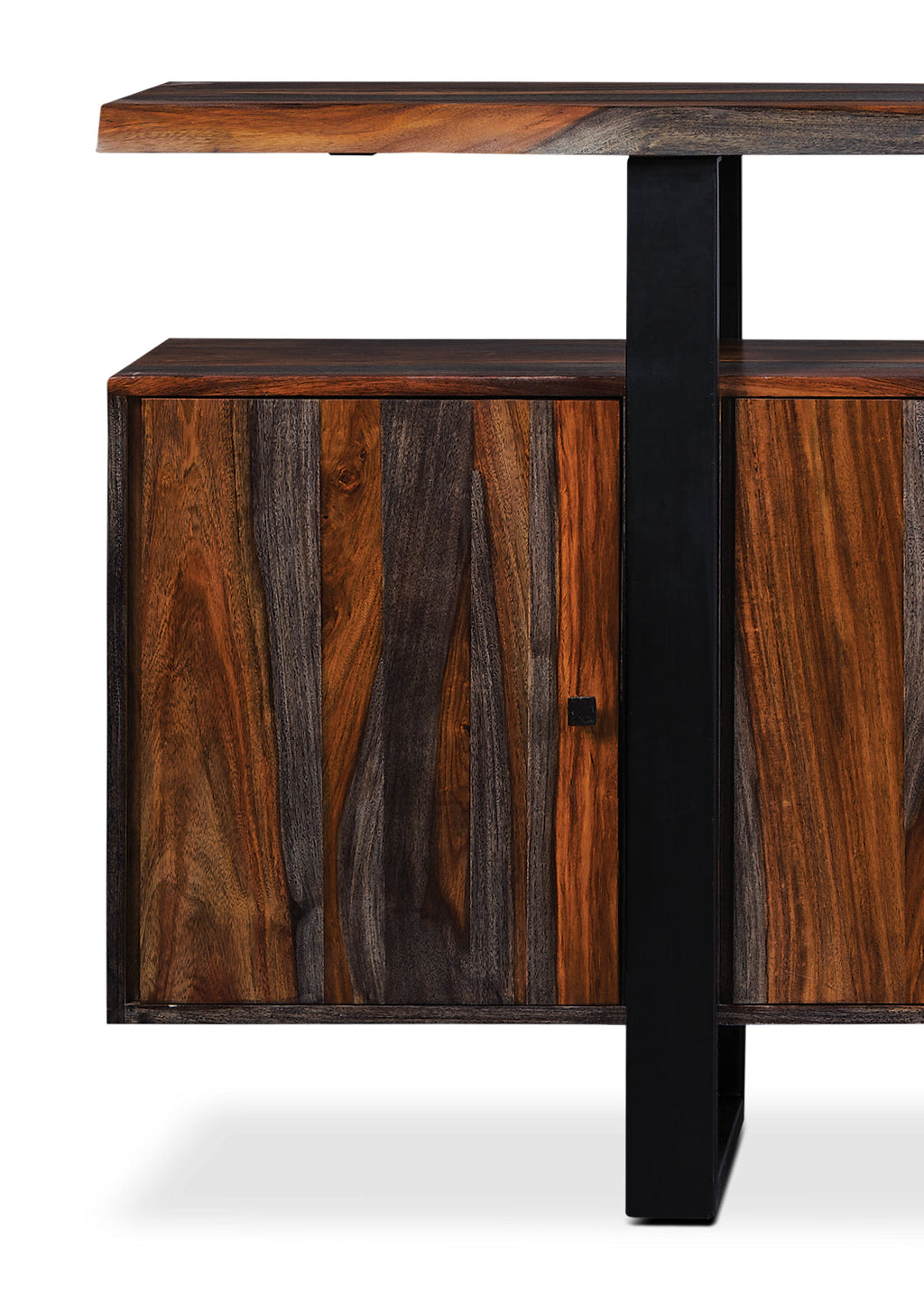 Bowery Dining Server with Storage & Shelf, Sheesham Wood, Metal, 69"W - Brown | Desserte de salle à manger Bowery de 69 po (L) en sheesham et en métal avec rangement et tablette - brune