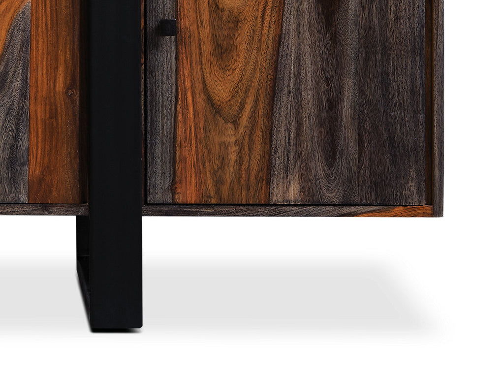 Bowery Dining Server with Storage & Shelf, Sheesham Wood, Metal, 69"W - Brown | Desserte de salle à manger Bowery de 69 po (L) en sheesham et en métal avec rangement et tablette - brune