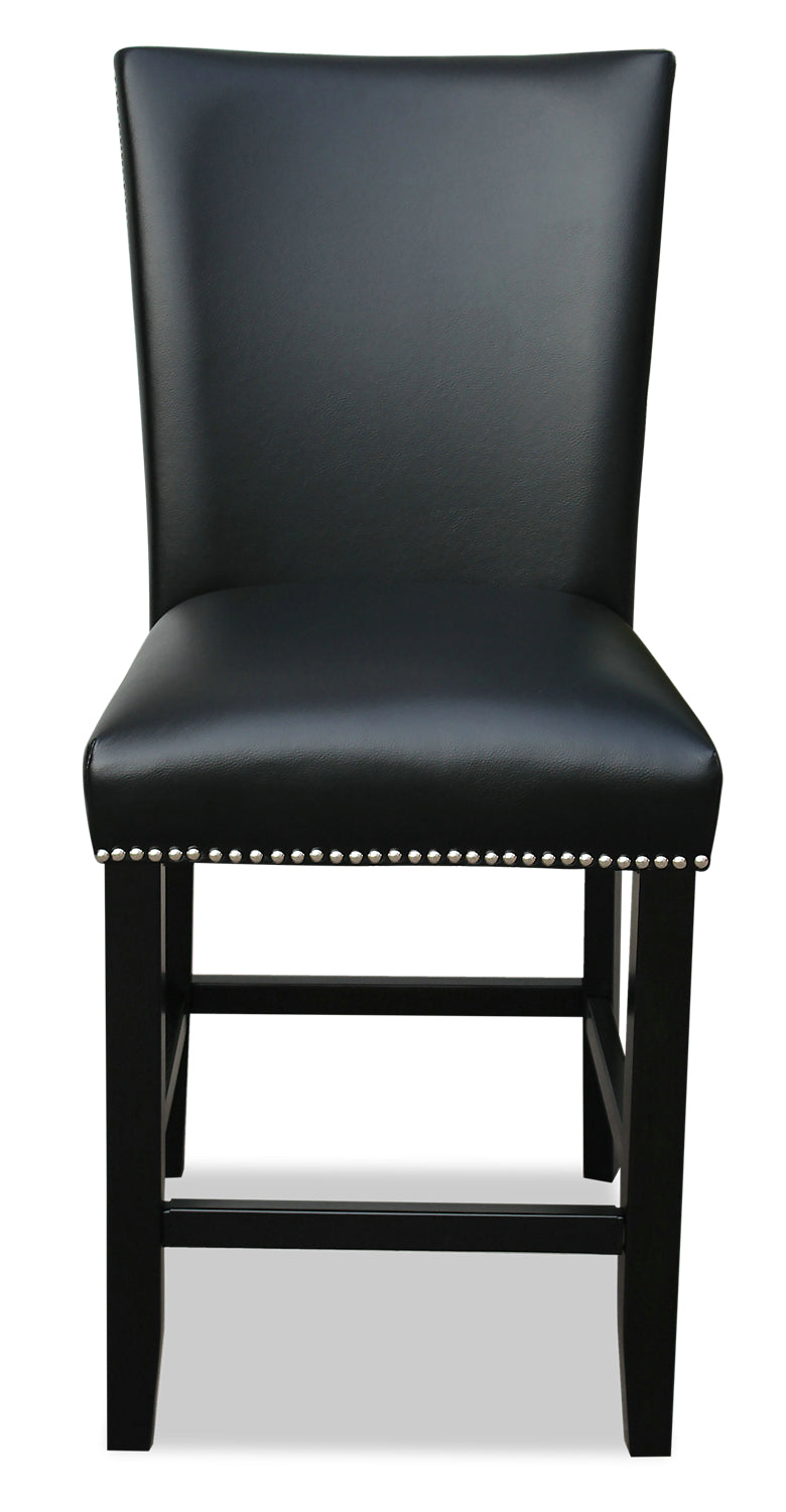 Cami Counter-Height Dining Chair with Vegan-Leather Fabric - Black | Chaise de salle à manger Cami de hauteur comptoir en tissu en similicuir - noire