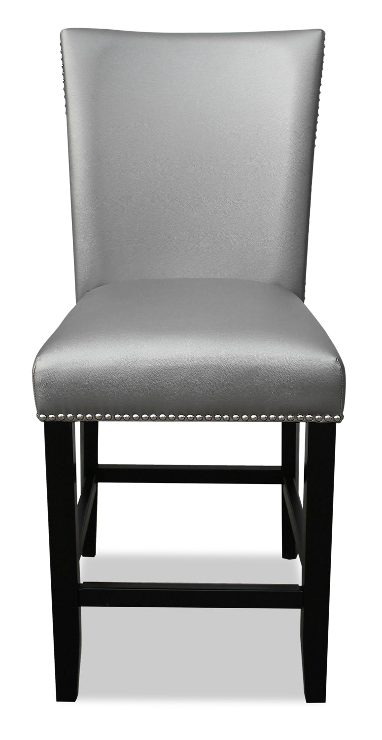 Cami Counter-Height Dining Chair with Vegan-Leather Fabric - Grey | Chaise de salle à manger Cami de hauteur comptoir en tissu en similicuir - grise
