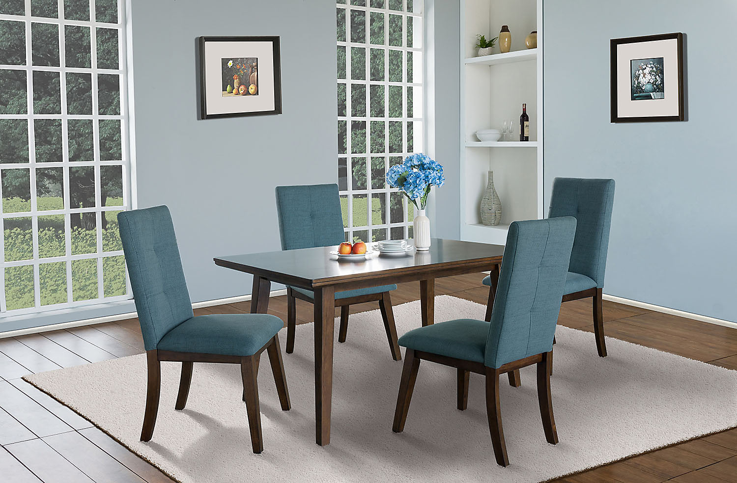 Chelsea Dining Chair with Linen-Look Fabric - Aqua Blue | Chaise de salle à manger Chelsea en tissu d’apparence lin - bleu turquoise