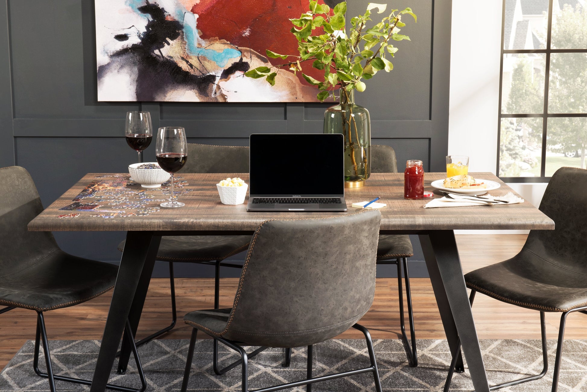 Amos Dining Table, Metal, 60"W - Grey | Table de salle à manger Amos de 60 po (L) en métal - grise
