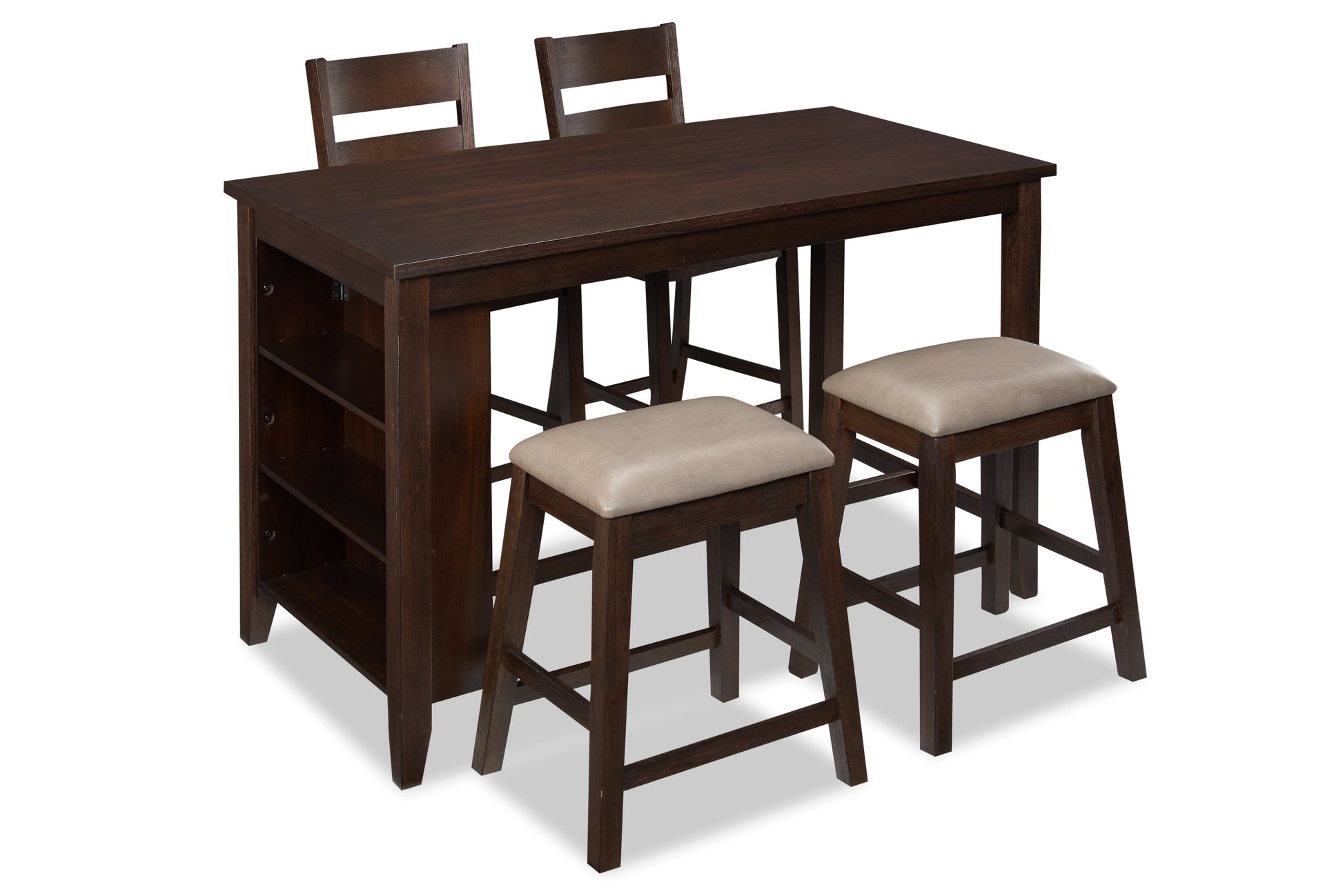 Astoria Counter-Height Dining Table with Built-in Shelves, 60"W - Brown | Table de salle à manger Astoria de 60 po (L) de hauteur comptoir avec tablettes intégrées - brune