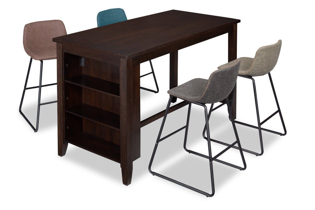 Astoria Counter-Height Dining Table with Built-in Shelves, 60"W - Brown | Table de salle à manger Astoria de 60 po (L) de hauteur comptoir avec tablettes intégrées - brune