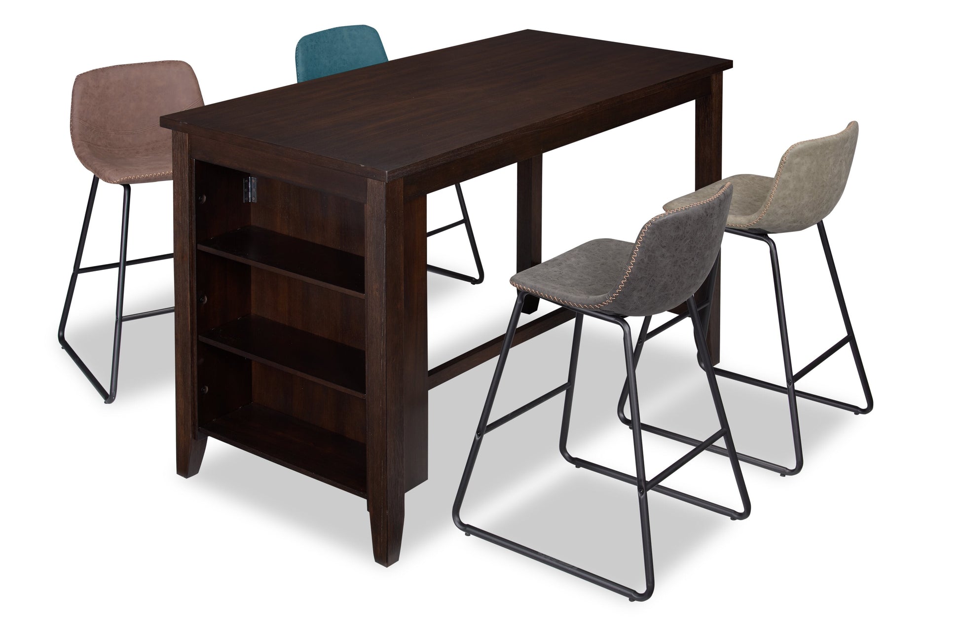 Astoria Counter-Height Dining Table with Built-in Shelves, 60"W - Brown | Table de salle à manger Astoria de 60 po (L) de hauteur comptoir avec tablettes intégrées - brune