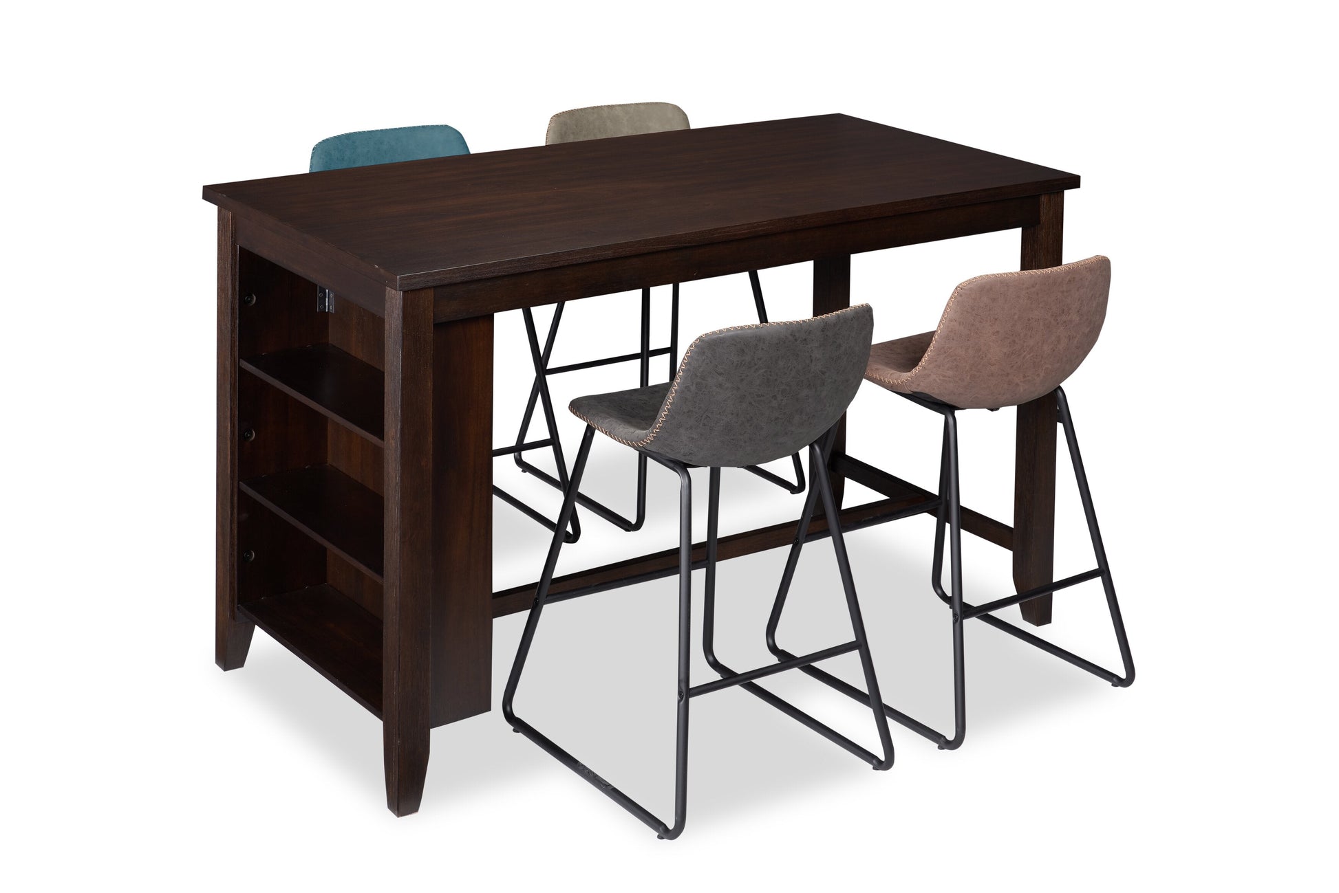 Astoria Counter-Height Dining Table with Built-in Shelves, 60"W - Brown | Table de salle à manger Astoria de 60 po (L) de hauteur comptoir avec tablettes intégrées - brune