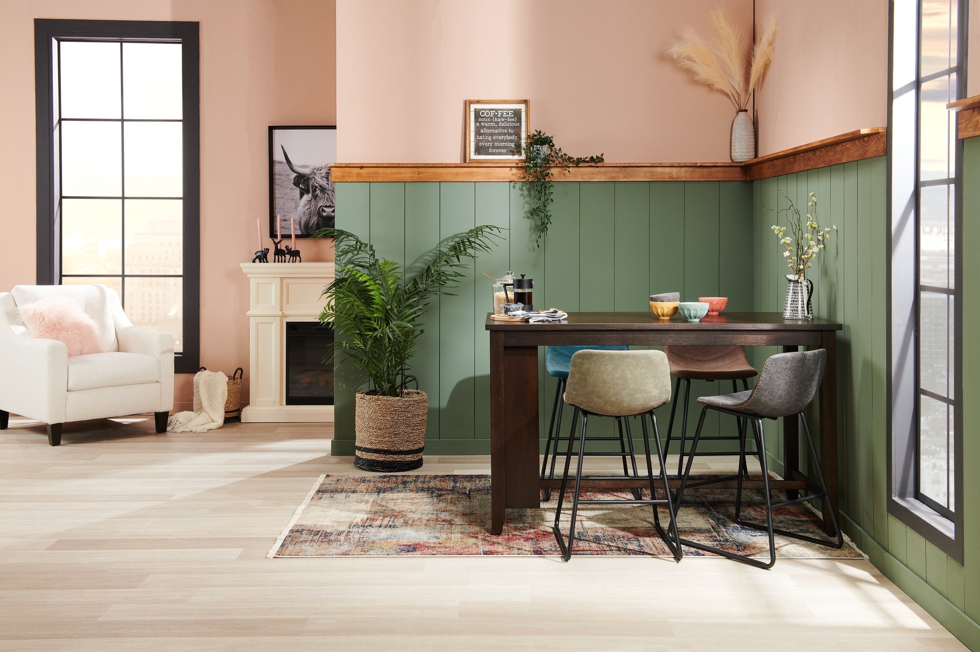 Astoria Counter-Height Dining Table with Built-in Shelves, 60"W - Brown | Table de salle à manger Astoria de 60 po (L) de hauteur comptoir avec tablettes intégrées - brune