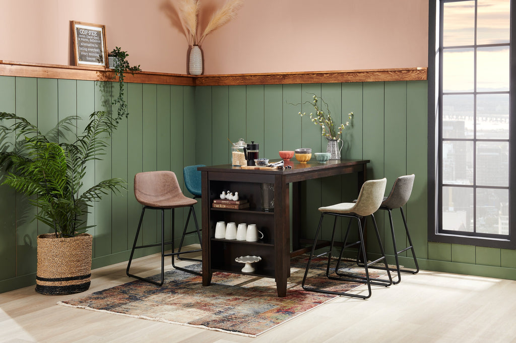 Astoria Counter-Height Dining Table with Built-in Shelves, 60"W - Brown | Table de salle à manger Astoria de 60 po (L) de hauteur comptoir avec tablettes intégrées - brune