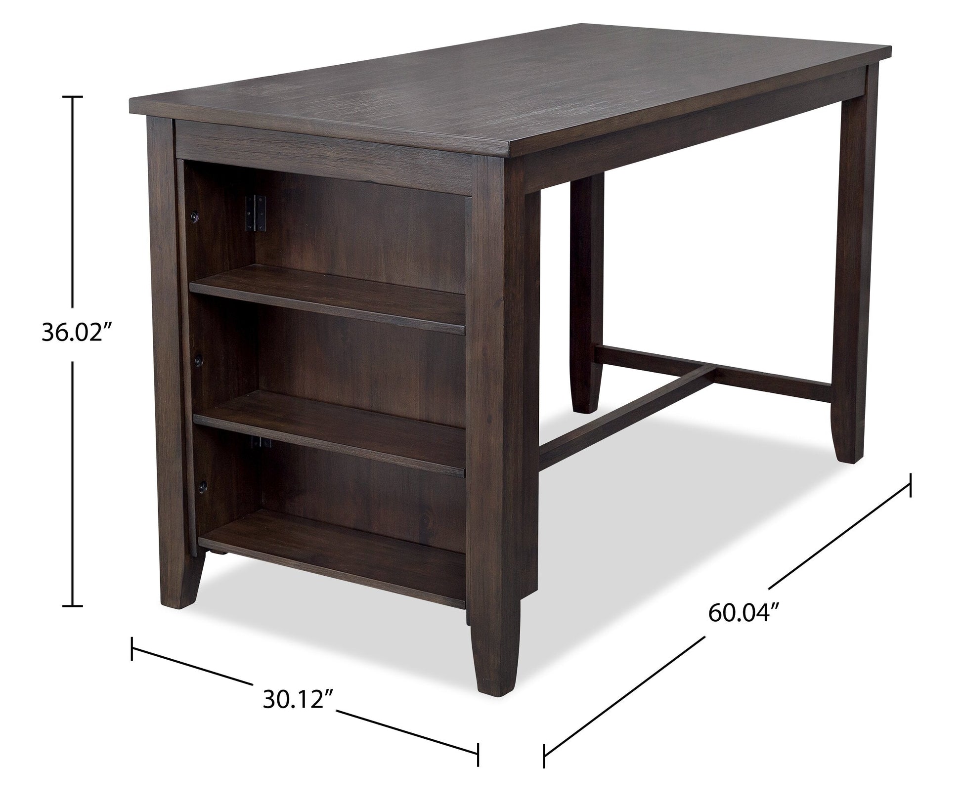 Astoria Counter-Height Dining Table with Built-in Shelves, 60"W - Brown | Table de salle à manger Astoria de 60 po (L) de hauteur comptoir avec tablettes intégrées - brune
