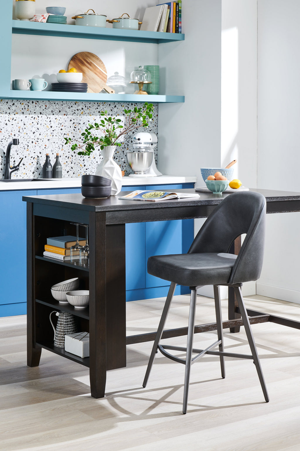 Astoria Counter-Height Dining Table with Built-in Shelves, 60"W - Brown | Table de salle à manger Astoria de 60 po (L) de hauteur comptoir avec tablettes intégrées - brune