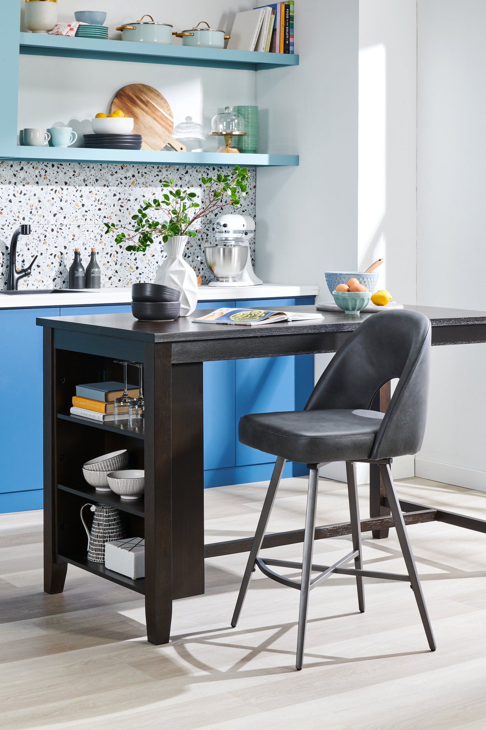 Astoria Counter-Height Dining Table with Built-in Shelves, 60"W - Brown | Table de salle à manger Astoria de 60 po (L) de hauteur comptoir avec tablettes intégrées - brune