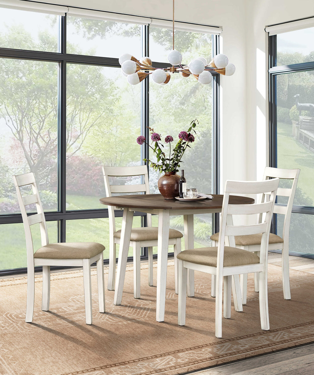 Bryn Drop-Leaf Dining Table, 42" Round - Two-Tone White & Brown | Table de salle à manger ronde Bryn de 42 po avec abattant - deux teintes, blanc et brun