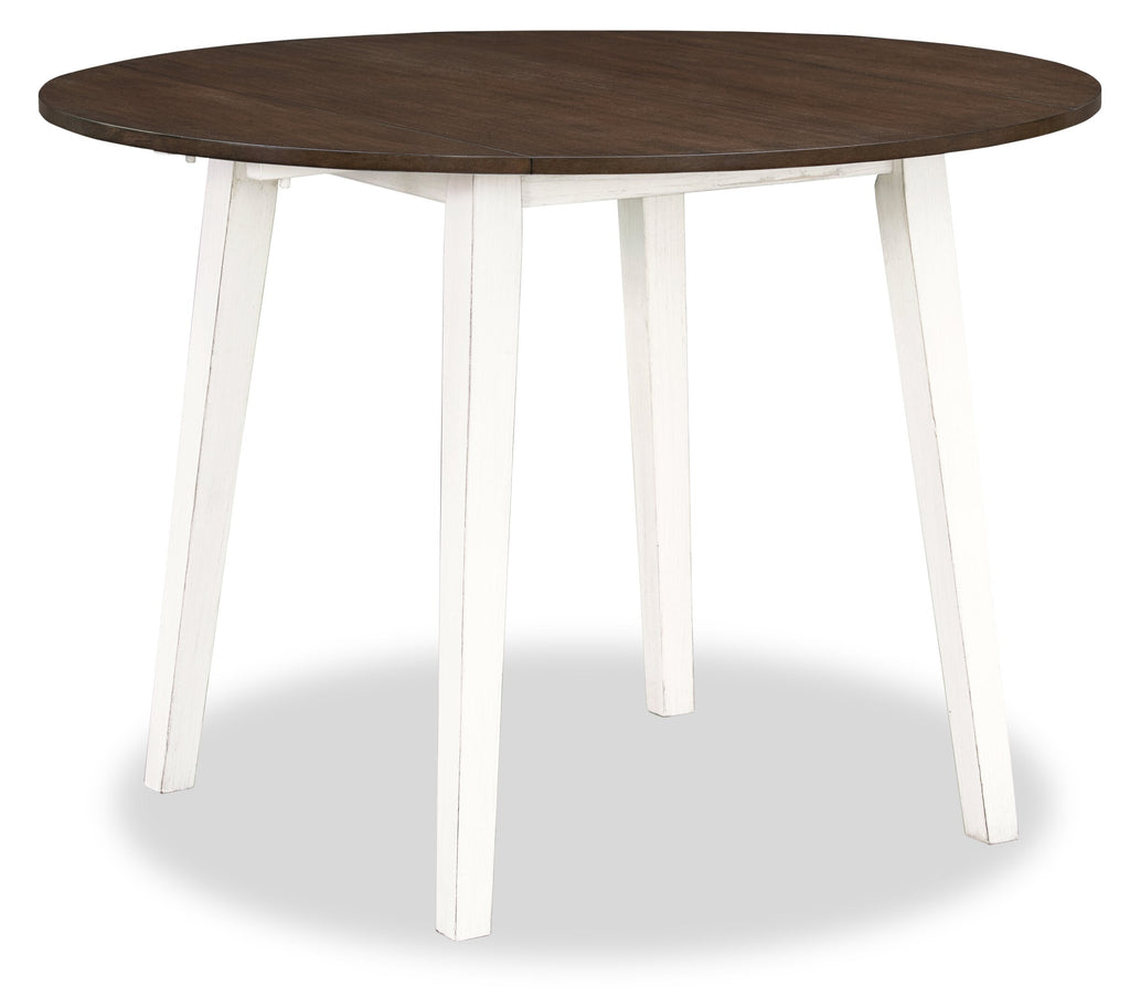 Bryn Drop-Leaf Dining Table, 42" Round - Two-Tone White & Brown | Table de salle à manger ronde Bryn de 42 po avec abattant - deux teintes, blanc et brun