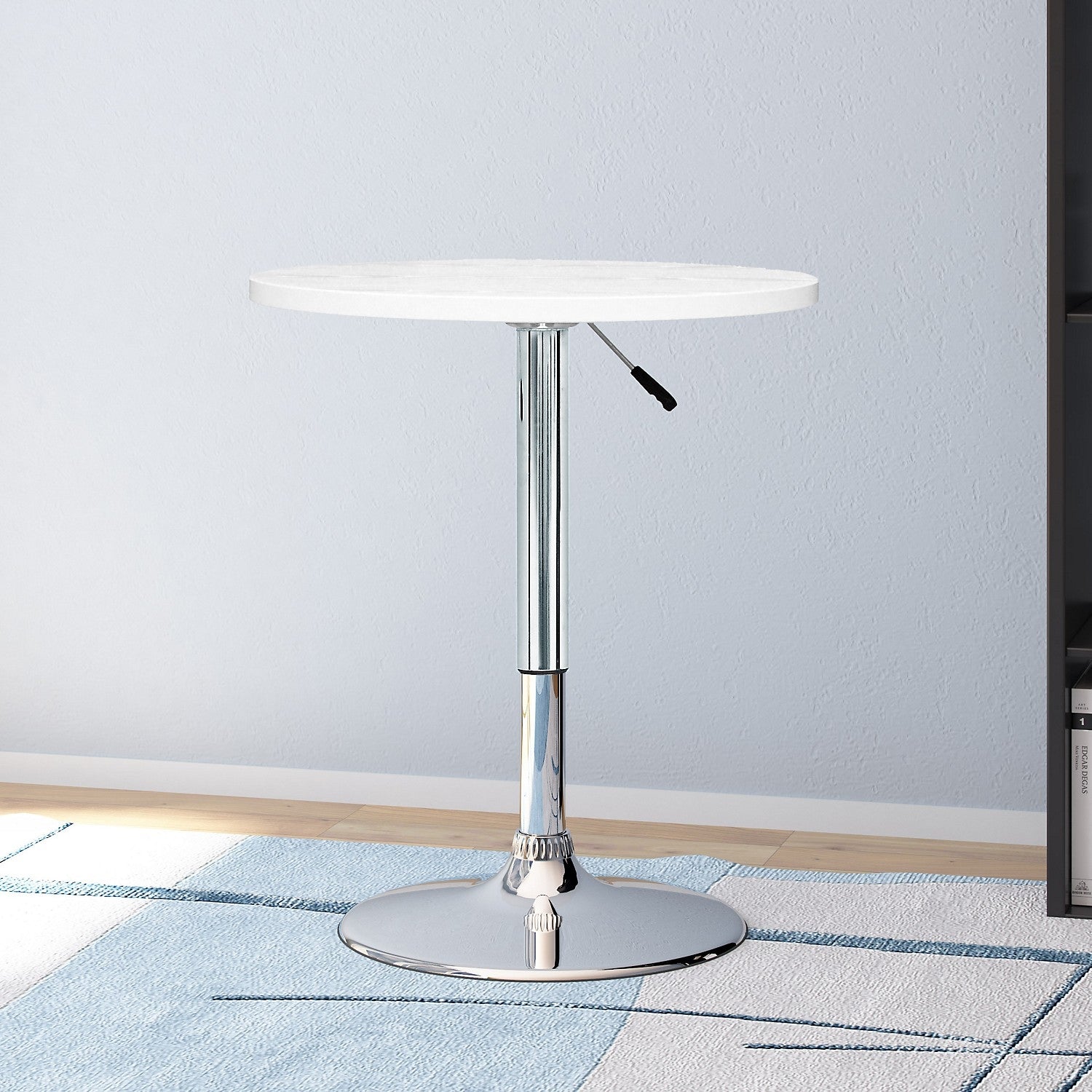 Adjustable Bar-Height Lift Table, Metal, 23.5"W Round - White | Table ronde de 23,5 po (L) réglable à hauteur bar, en métal - blanche