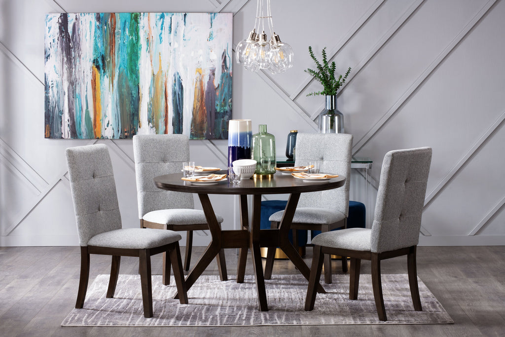 Chelsea Dining Chair with Linen-Look Fabric - Grey | Chaise de salle à manger Chelsea en tissu d’apparence lin - grise