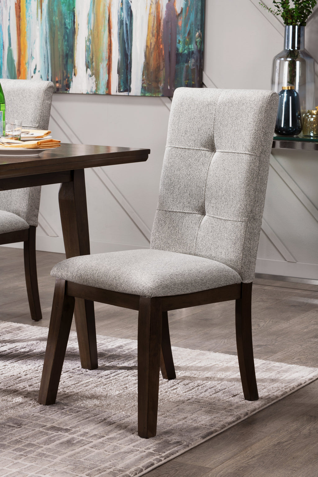 Chelsea Dining Chair with Linen-Look Fabric - Grey | Chaise de salle à manger Chelsea en tissu d’apparence lin - grise