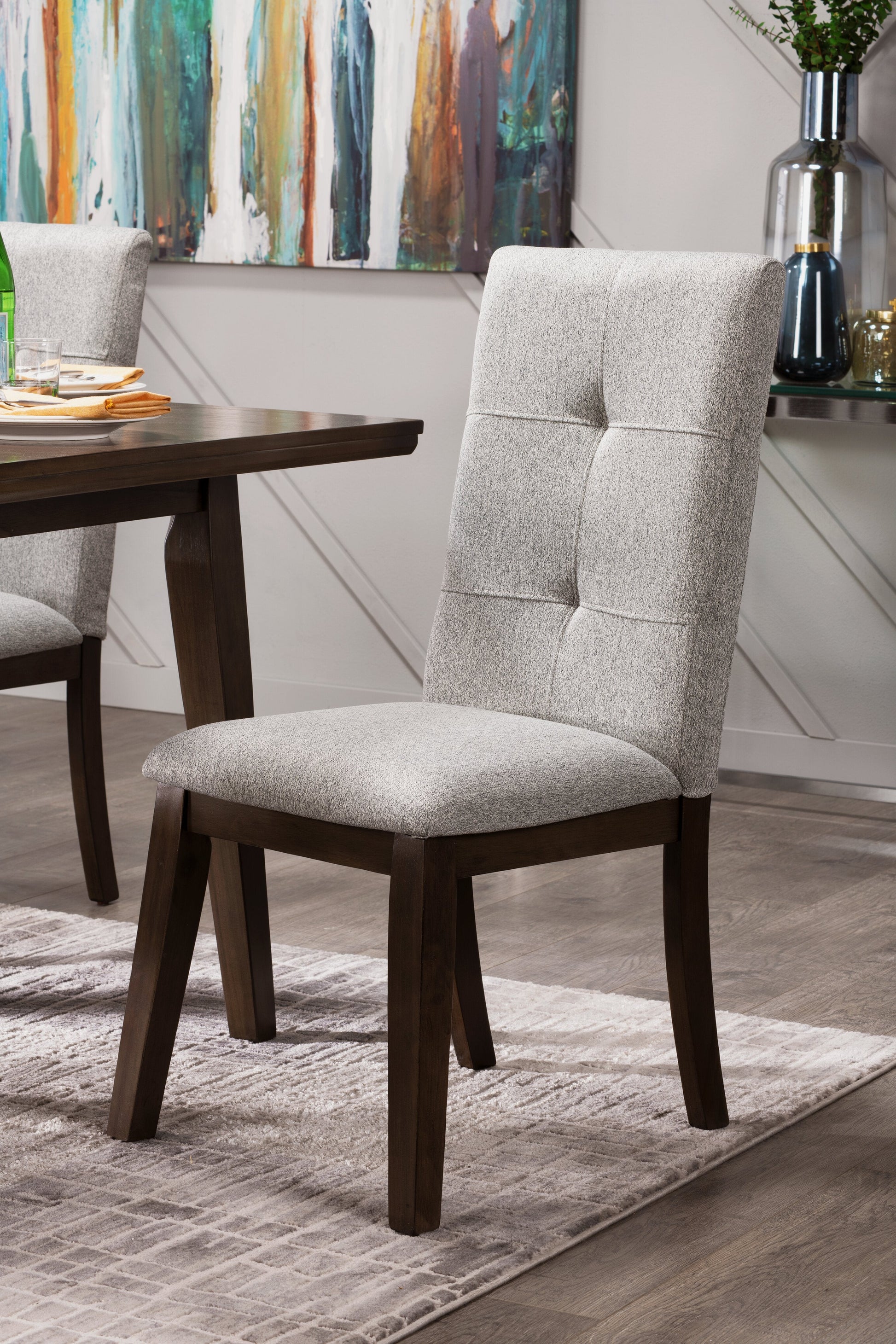 Chelsea Dining Chair with Linen-Look Fabric - Grey | Chaise de salle à manger Chelsea en tissu d’apparence lin - grise