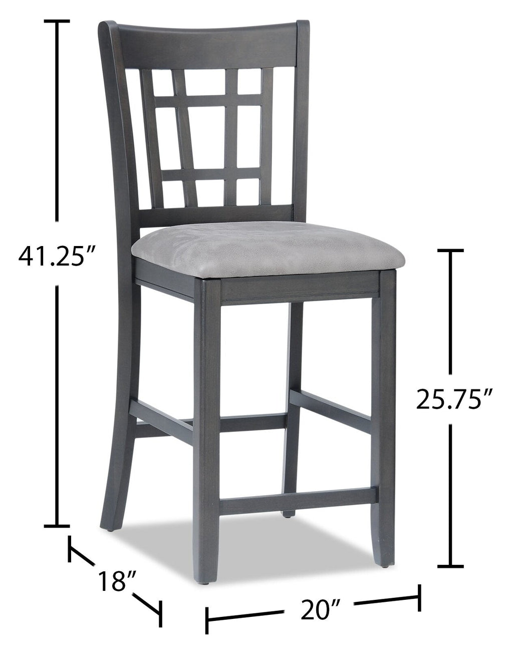 Dena Counter-Height Dining Chair with Vegan-Leather Fabric - Grey | Chaise de salle à manger Dena de hauteur comptoir en tissu de cuir végétalien - grise