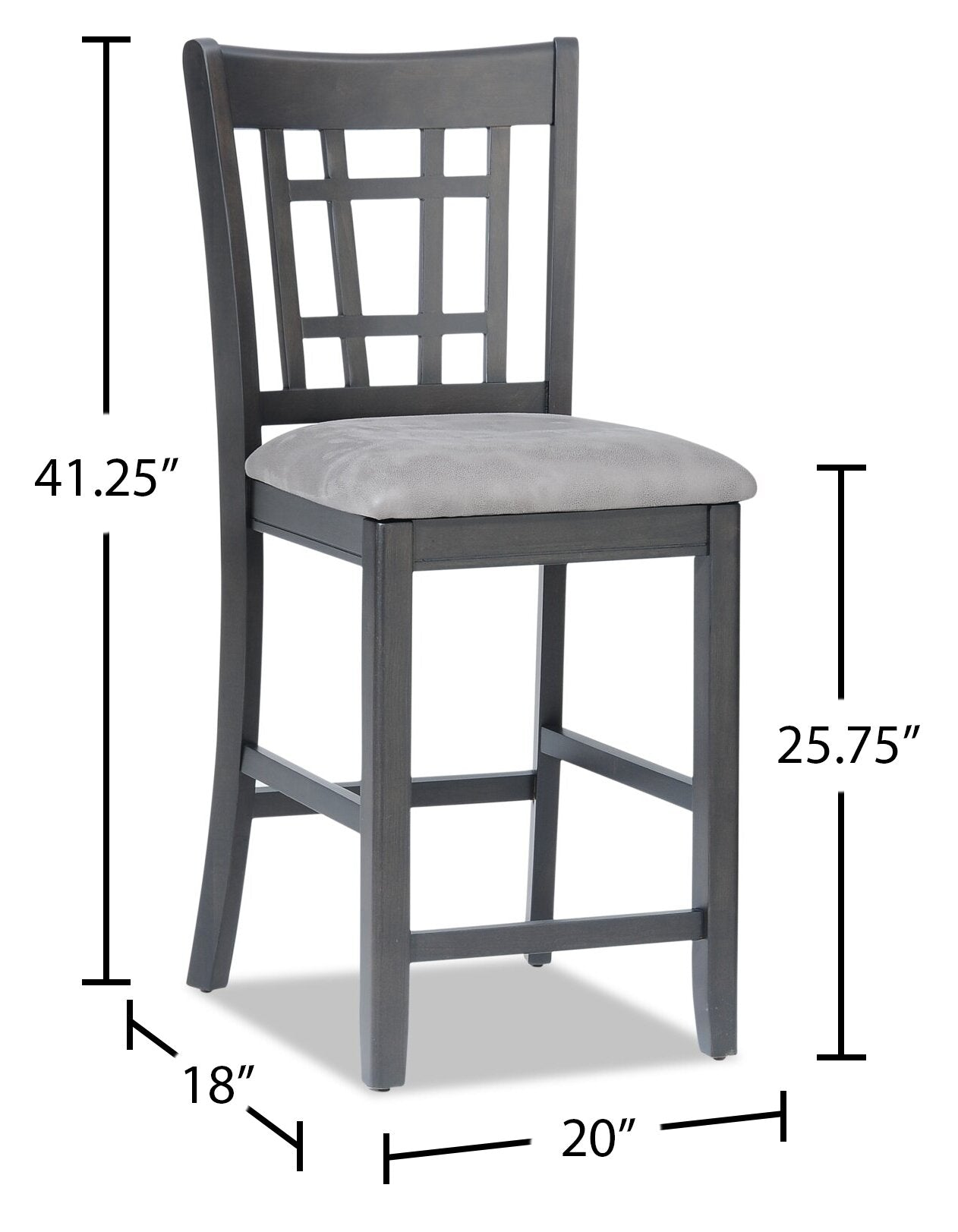 Dena Counter-Height Dining Chair with Vegan-Leather Fabric - Grey | Chaise de salle à manger Dena de hauteur comptoir en tissu de cuir végétalien - grise