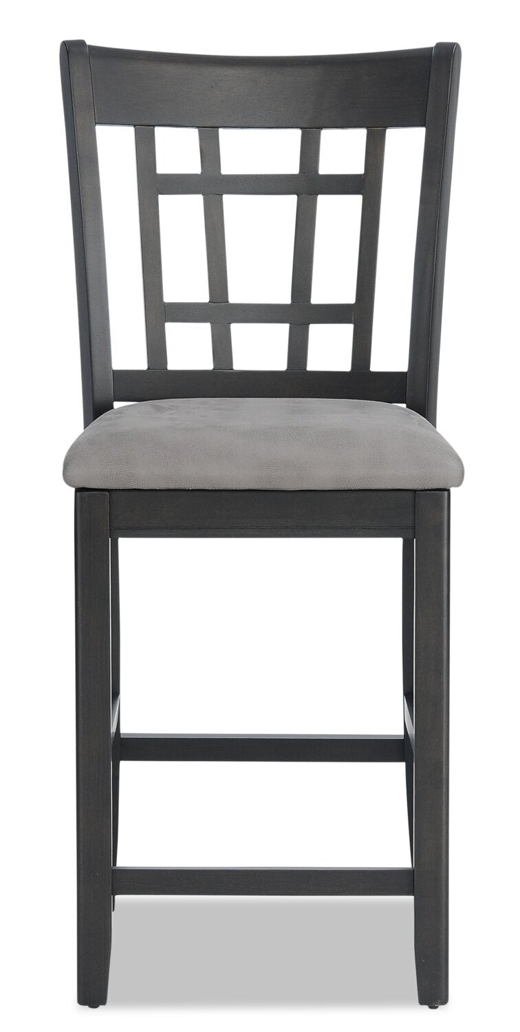 Dena Counter-Height Dining Chair with Vegan-Leather Fabric - Grey | Chaise de salle à manger Dena de hauteur comptoir en tissu de cuir végétalien - grise