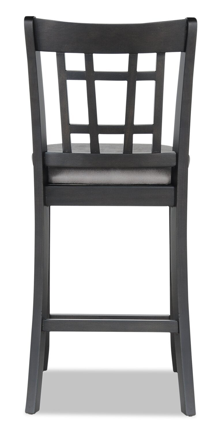 Dena Counter-Height Dining Chair with Vegan-Leather Fabric - Grey | Chaise de salle à manger Dena de hauteur comptoir en tissu de cuir végétalien - grise