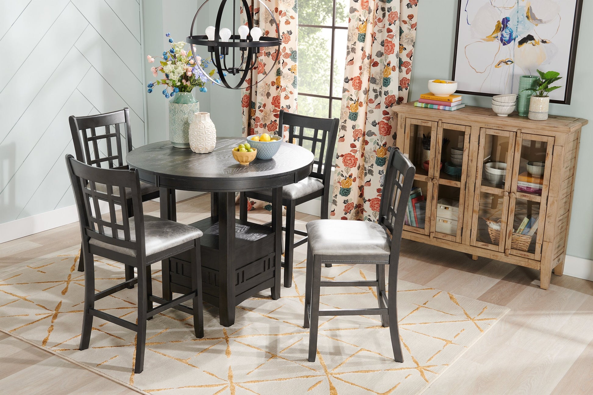 Dena Counter-Height Dining Chair with Vegan-Leather Fabric - Grey | Chaise de salle à manger Dena de hauteur comptoir en tissu de cuir végétalien - grise