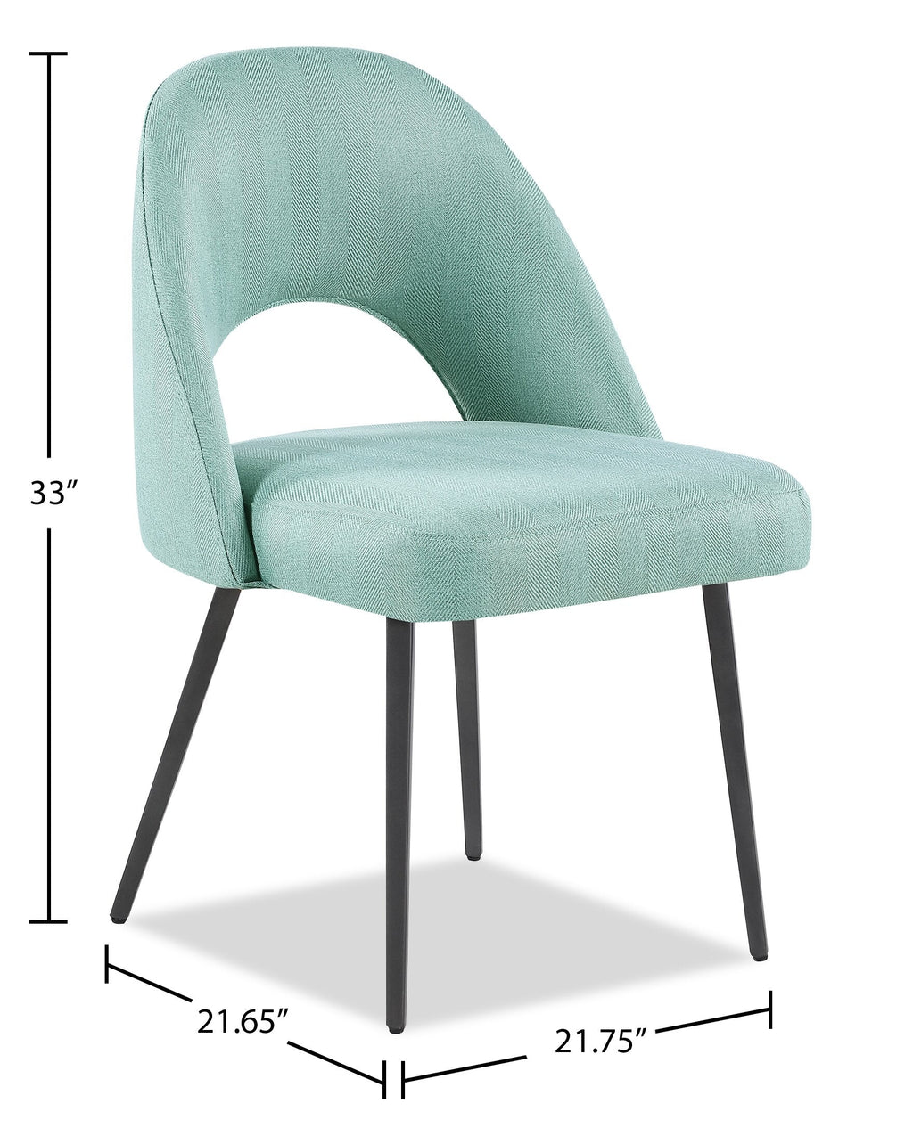 Elijah Dining Chair with Linen-Look Fabric, Metal - Aqua | Chaise de salle à manger Elijah en tissu d’apparence lin et en métal - turquoise