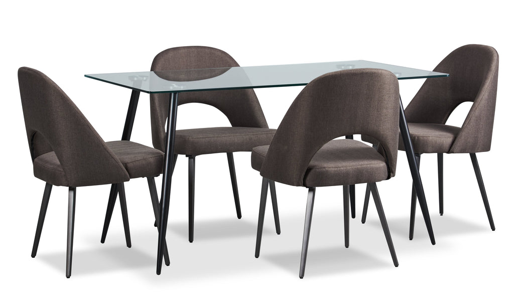 Elijah Dining Chair with Linen-Look Fabric, Metal - Grey | Chaise de salle à manger Elijah en tissu d’apparence lin et en métal - grise