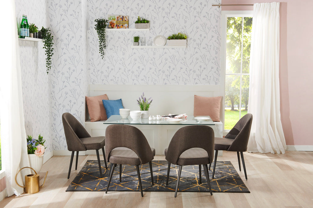 Elijah Dining Chair with Linen-Look Fabric, Metal - Grey | Chaise de salle à manger Elijah en tissu d’apparence lin et en métal - grise