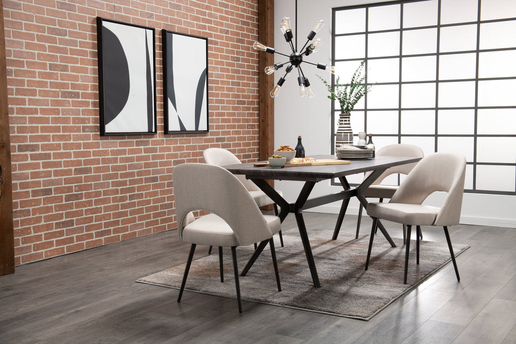 Elijah Dining Chair with Linen-Look Fabric, Metal - Taupe | Chaise de salle à manger Elijah en tissu d’apparence lin et en métal - taupe