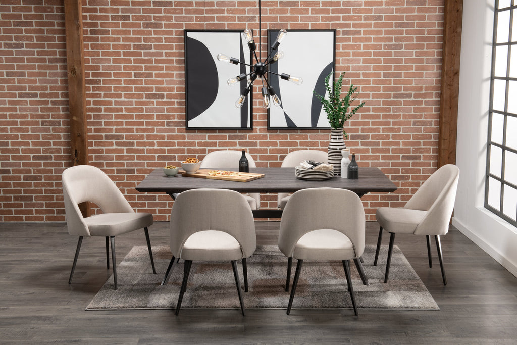 Elijah Dining Chair with Linen-Look Fabric, Metal - Taupe | Chaise de salle à manger Elijah en tissu d’apparence lin et en métal - taupe