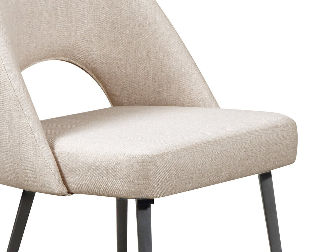 Elijah Dining Chair with Linen-Look Fabric, Metal - Taupe | Chaise de salle à manger Elijah en tissu d’apparence lin et en métal - taupe