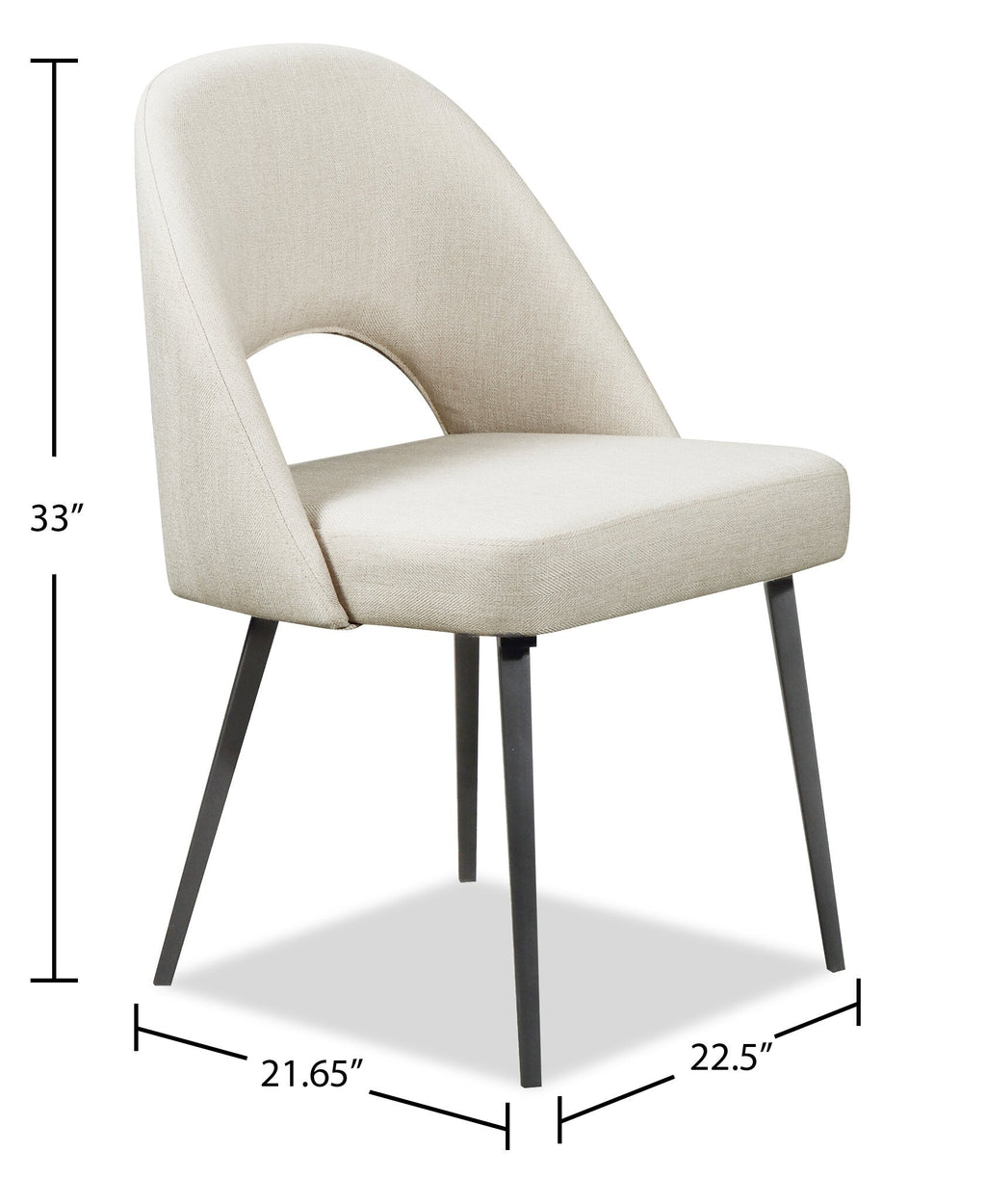 Elijah Dining Chair with Linen-Look Fabric, Metal - Taupe | Chaise de salle à manger Elijah en tissu d’apparence lin et en métal - taupe