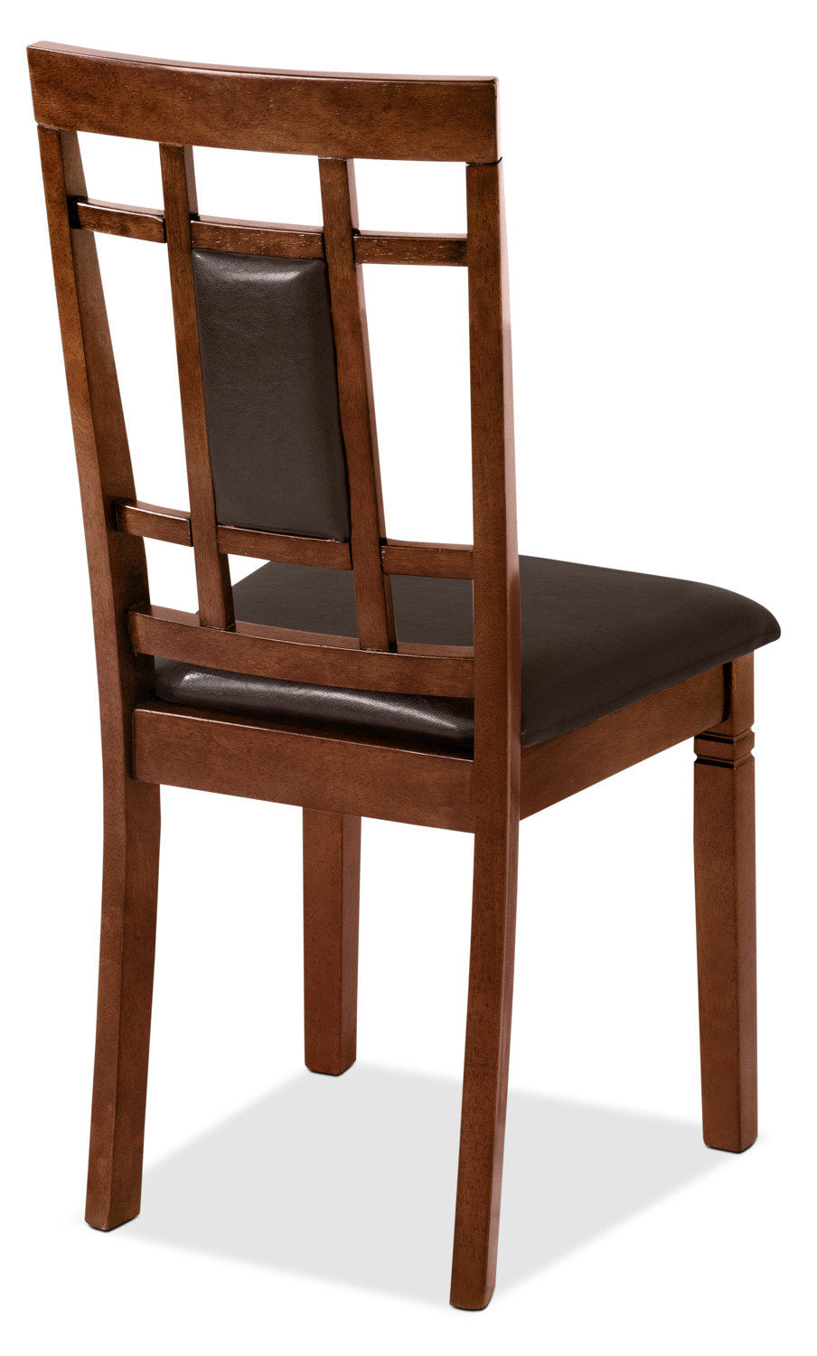 Aran Dining Chair with Vegan-Leather Fabric, Slat-Back - Brown | Chaise de salle à manger Aran en tissu de cuir végétalien avec dossier à lattes - brune