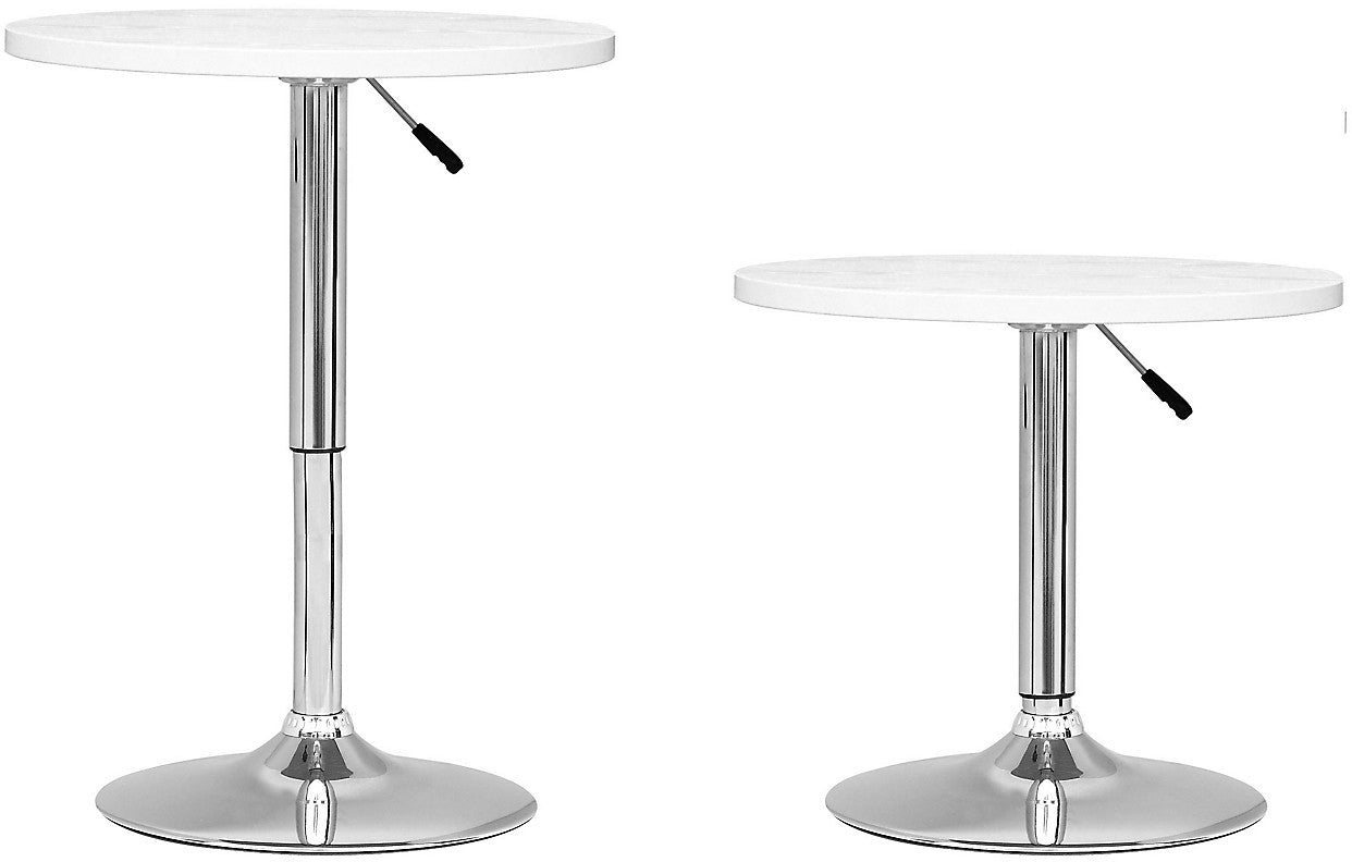 Adjustable Bar-Height Lift Table, Metal, 23.5"W Round - White | Table ronde de 23,5 po (L) réglable à hauteur bar, en métal - blanche