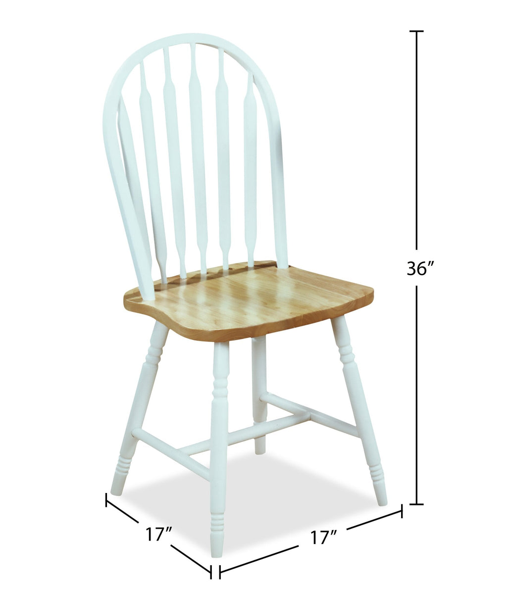Hana Dining Chair, Wood, Slat-Back - Two Tone White & Natural | Chaise de salle à manger Hana en bois avec dossier à lattes - deux teintes, blanc et naturel