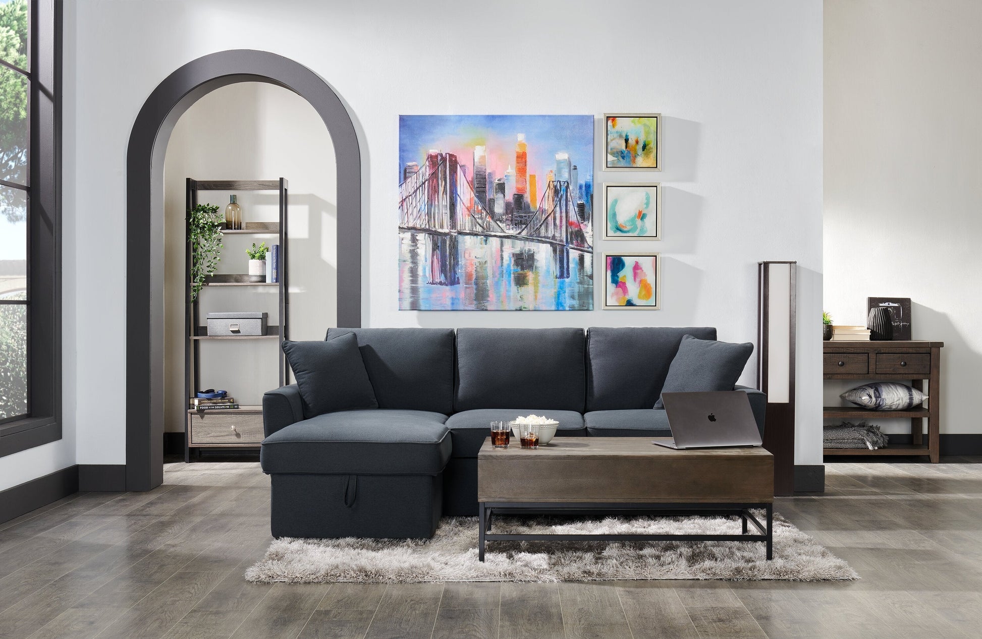 Luminary 47.48" Coffee Bean with White Vellum Paper Floor Lamp|Lampe à pied d’ambiance 47,48 po couleur grain de café avec papier vélin blanc