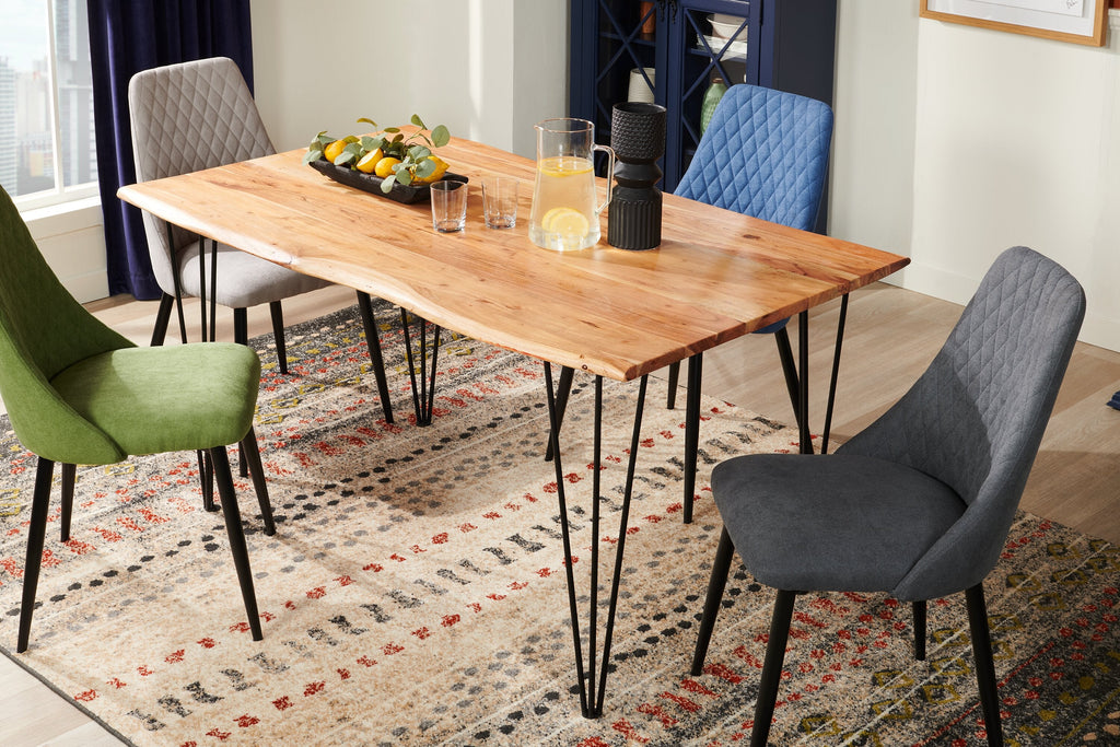 Miya Dining Chair with Polyester Fabric, Metal - Grey | Chaise de salle à manger Miya en tissu de polyester et en métal - grise