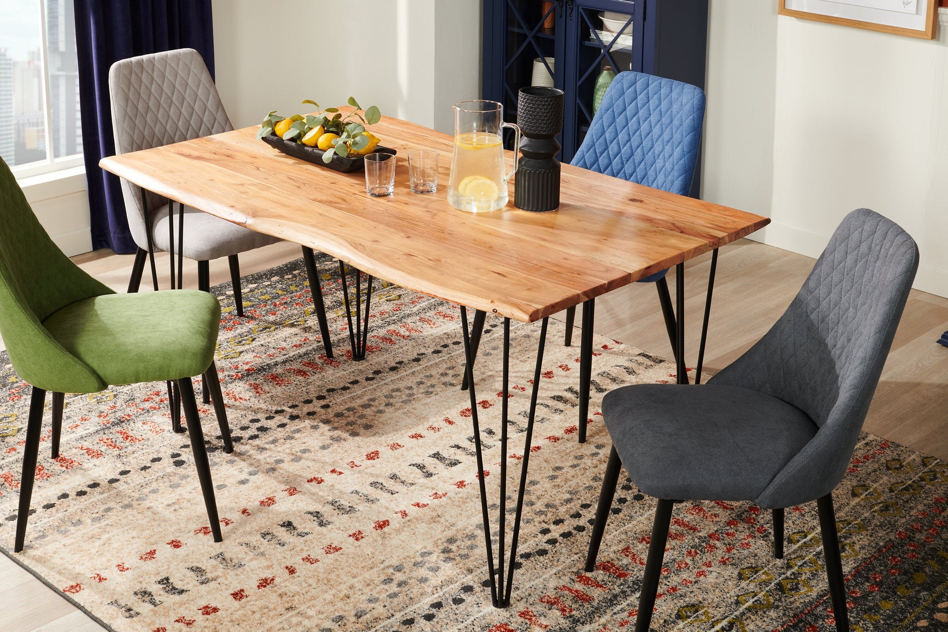 Miya Dining Chair with Polyester Fabric, Metal - Grey | Chaise de salle à manger Miya en tissu de polyester et en métal - grise