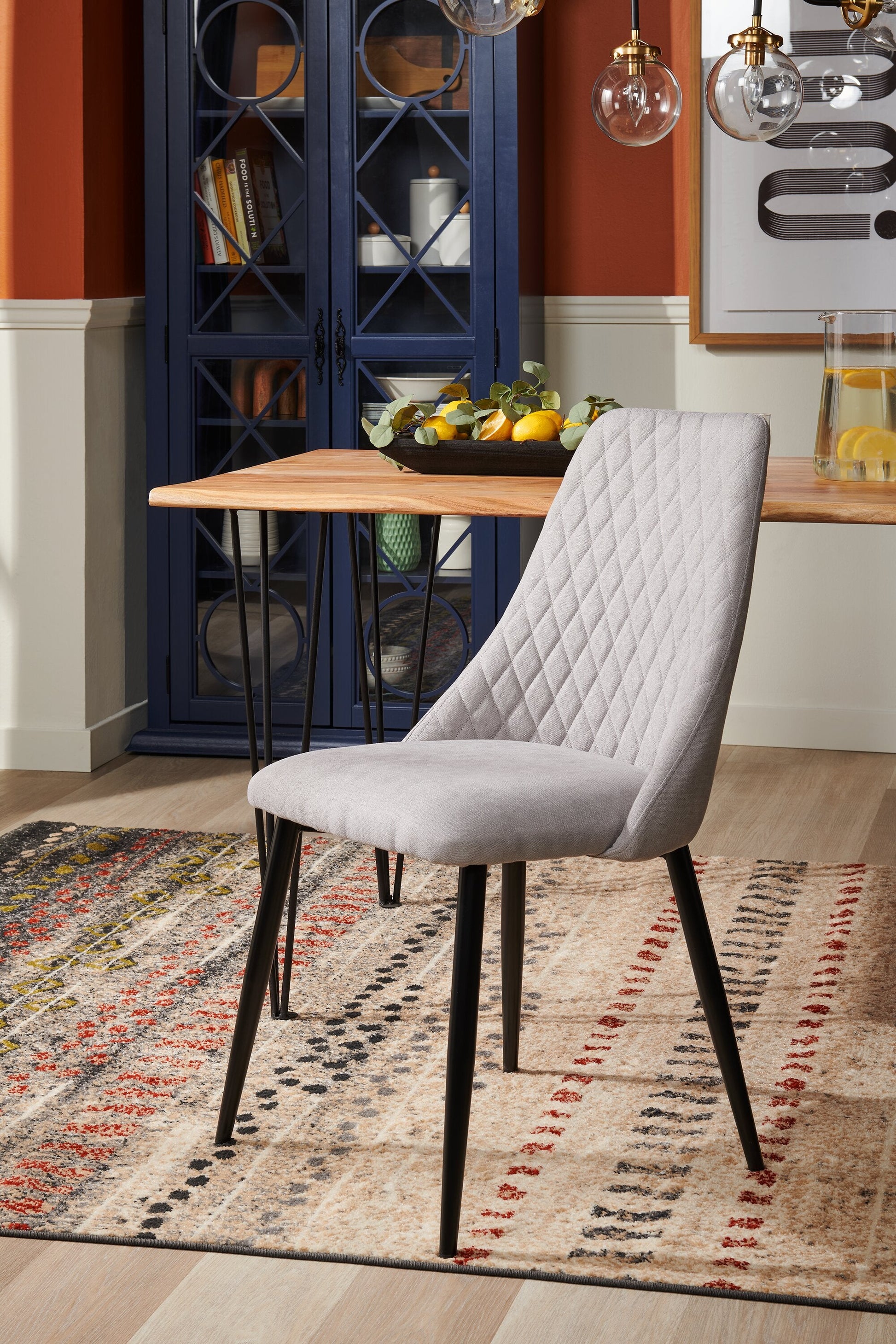 Miya Dining Chair with Polyester Fabric, Metal - Grey | Chaise de salle à manger Miya en tissu de polyester et en métal - grise