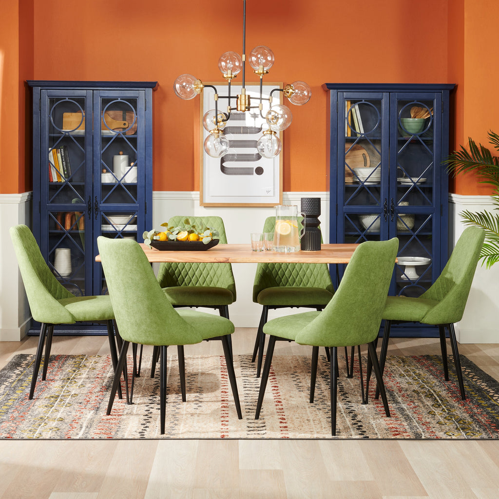 Miya Dining Chair with Polyester Fabric, Metal - Moss Green | Chaise de salle à manger Miya en tissu de polyester et en métal - vert mousse