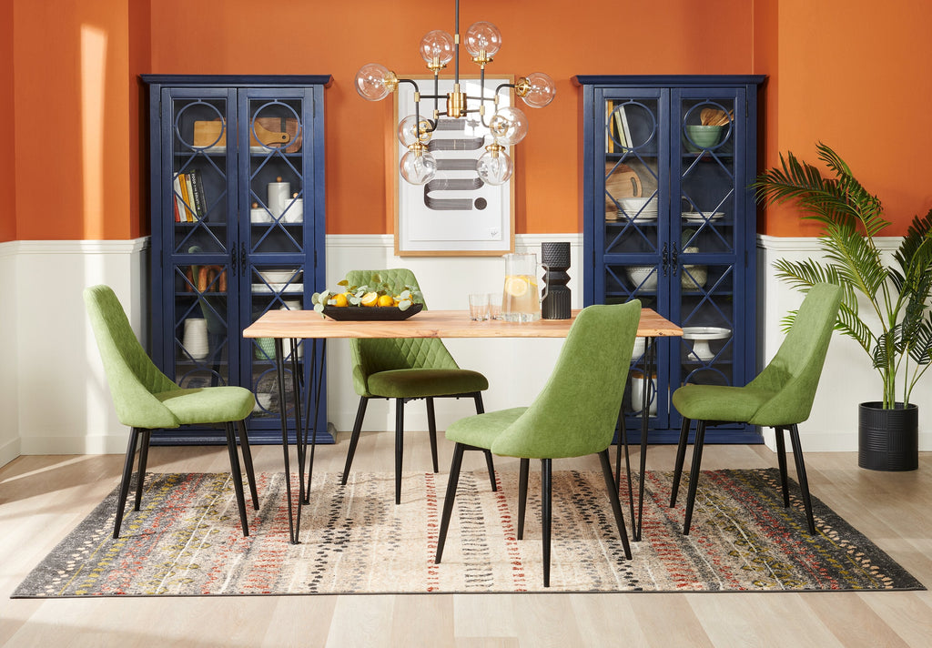 Miya Dining Chair with Polyester Fabric, Metal - Moss Green | Chaise de salle à manger Miya en tissu de polyester et en métal - vert mousse