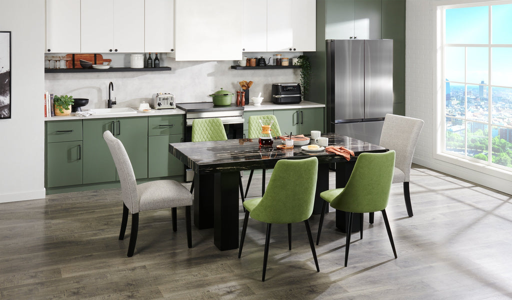 Miya Dining Chair with Polyester Fabric, Metal - Moss Green | Chaise de salle à manger Miya en tissu de polyester et en métal - vert mousse