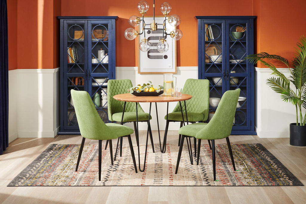 Miya Dining Chair with Polyester Fabric, Metal - Moss Green | Chaise de salle à manger Miya en tissu de polyester et en métal - vert mousse