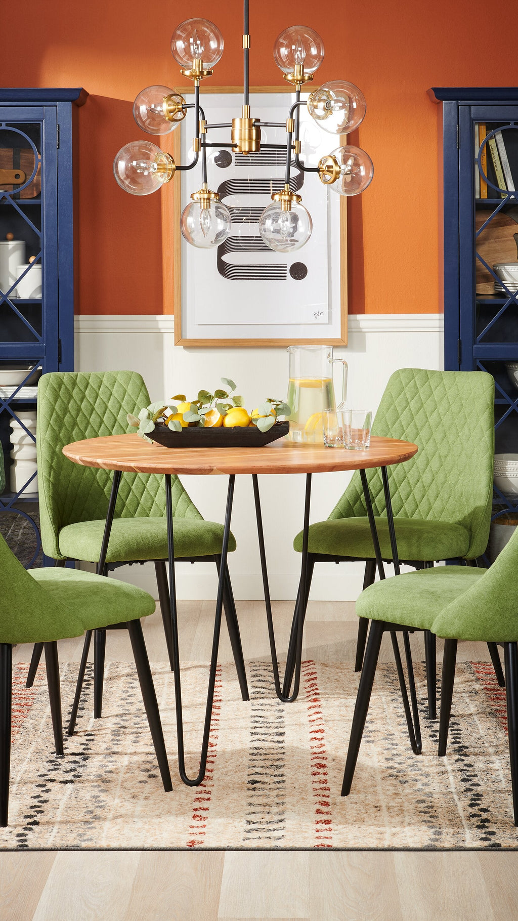 Miya Dining Chair with Polyester Fabric, Metal - Moss Green | Chaise de salle à manger Miya en tissu de polyester et en métal - vert mousse