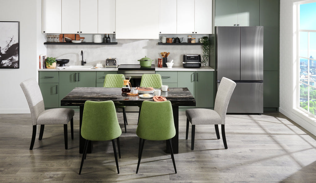 Miya Dining Chair with Polyester Fabric, Metal - Moss Green | Chaise de salle à manger Miya en tissu de polyester et en métal - vert mousse