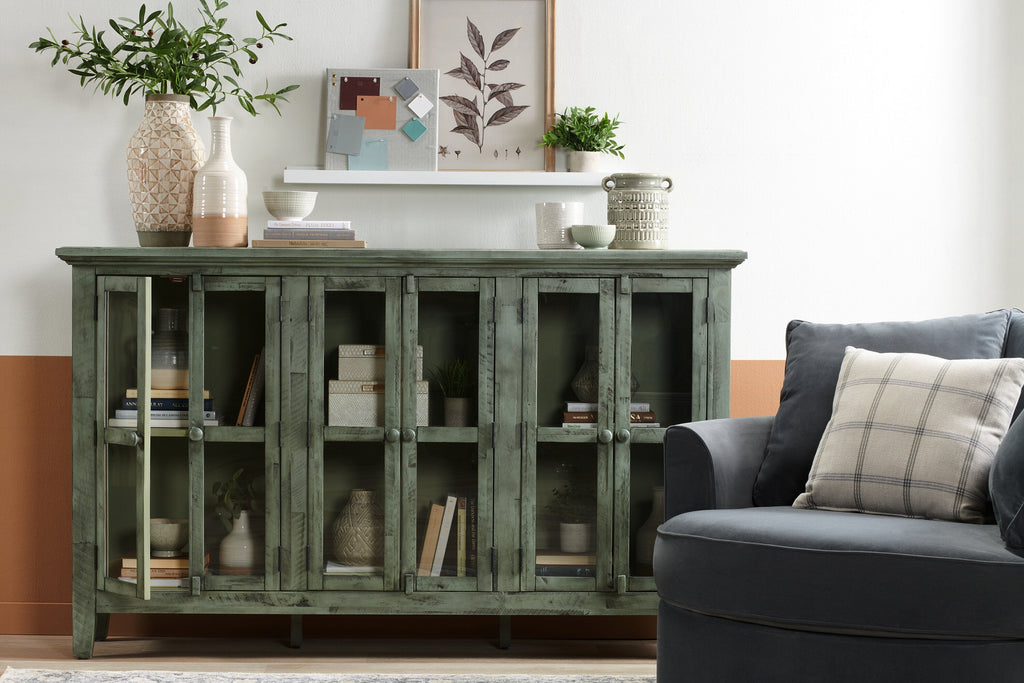 Rocco 70" 6-Door Large Accent Cabinet - Vintage Blue|Grande armoire décorative Rocco de 70 po avec 6 portes - bleu antique