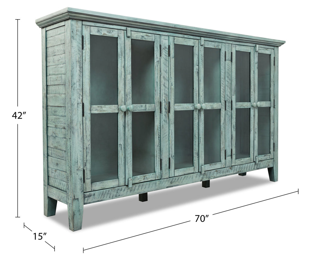Rocco 70" 6-Door Large Accent Cabinet - Vintage Blue|Grande armoire décorative Rocco de 70 po avec 6 portes - bleu antique