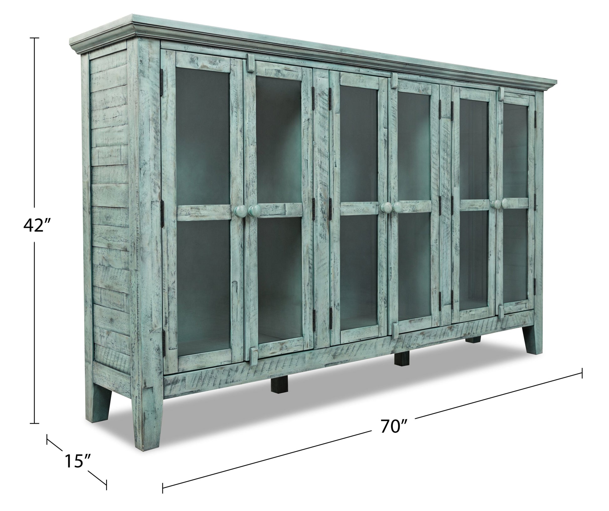 Rocco 70" 6-Door Large Accent Cabinet - Vintage Blue|Grande armoire décorative Rocco de 70 po avec 6 portes - bleu antique